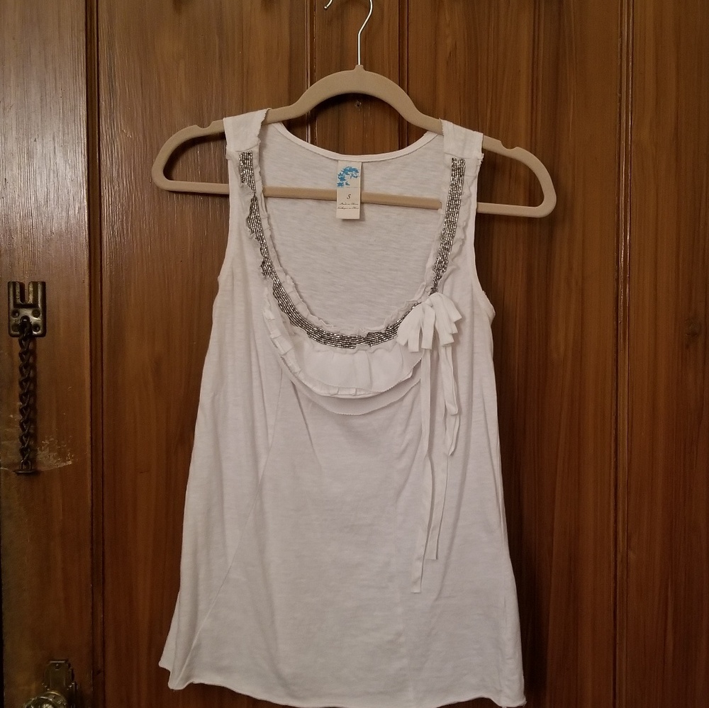 Anthropologie white embellished tank